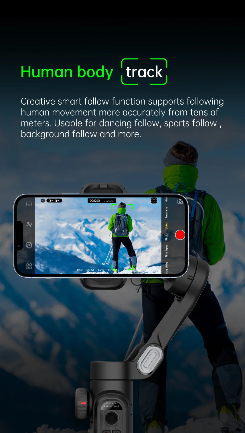 AOCHUAN 3-Axis Handheld Gimbal Stabilizer – SmartXE for iPhone & Android with AI Face Tracking for TikTok & Vlog
