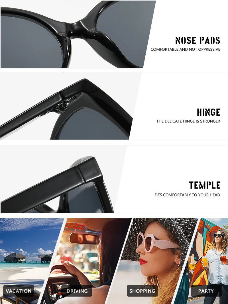 Cat Eye Sunglasses for Women - Oversized UV Protection Outdoor Driving Sunshade Glasses