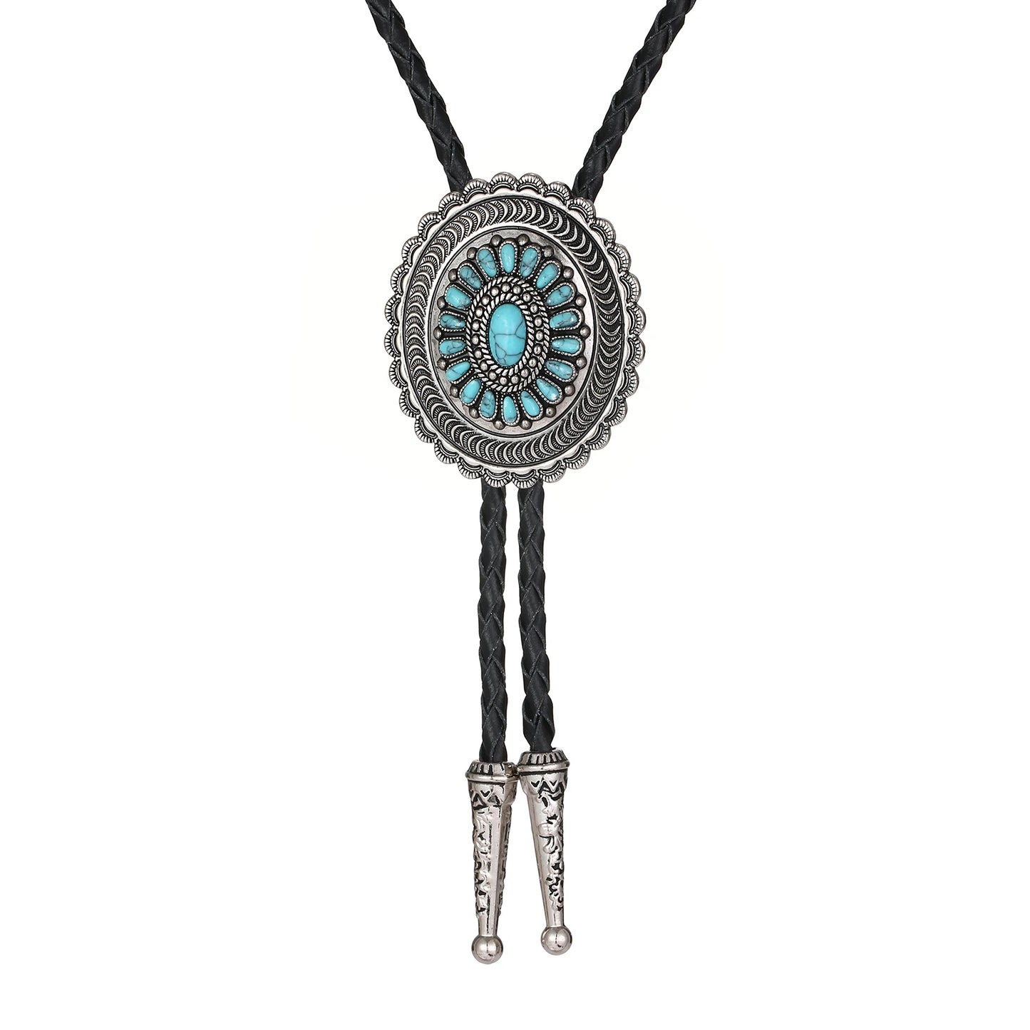 Ethnic Wind Sunflower Turquoise Bolo Tie – Western Style Neckwear