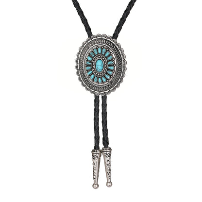 Ethnic Wind Sunflower Turquoise Bolo Tie – Western Style Neckwear