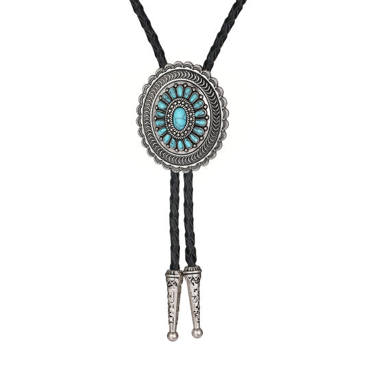 Ethnic Wind Sunflower Turquoise Bolo Tie – Western Style Neckwear