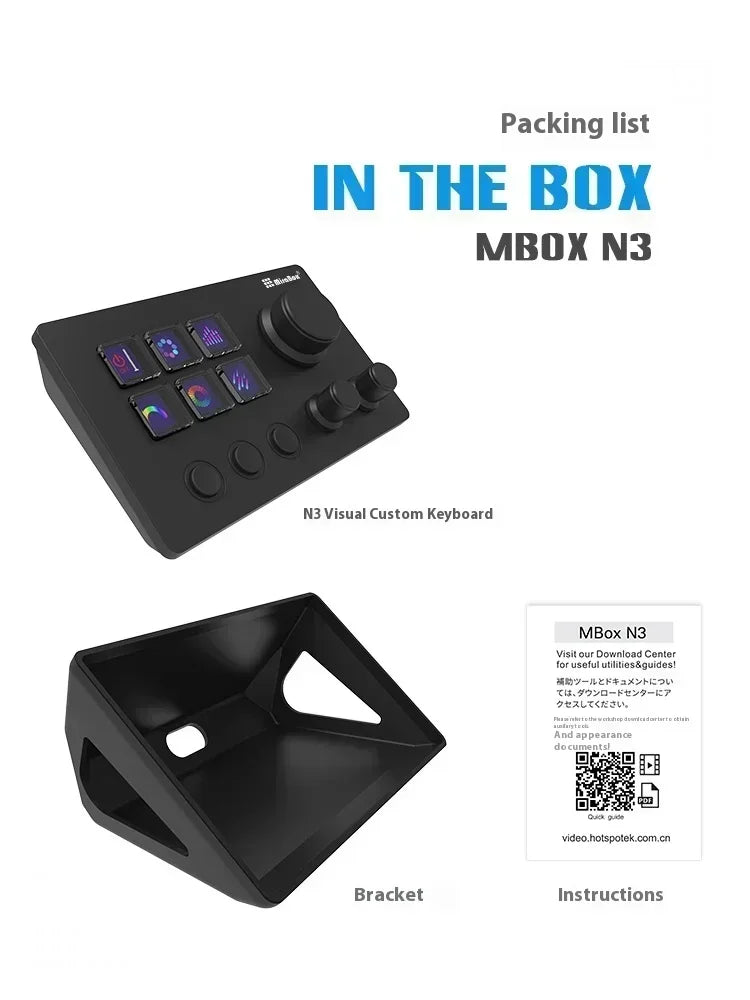 Mirabox N3 Streamdeck Keypad — Mini Customizable Macro Keyboard with Screen & Knob for Desktop
