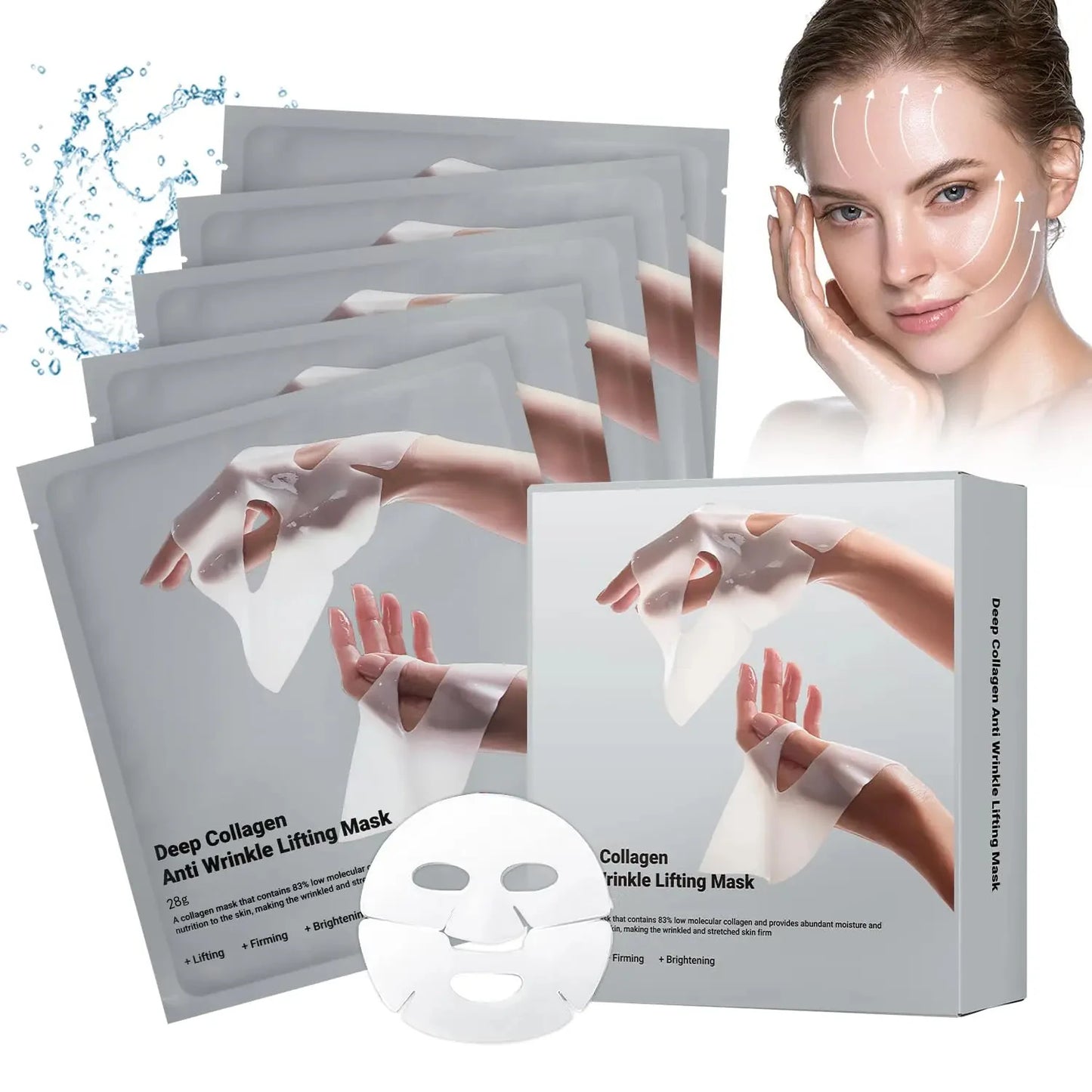 Deep Collagen Anti-Wrinkle Lifting Mask – Overnight Face Mask for Firming & Moisturizing (5 Pack)