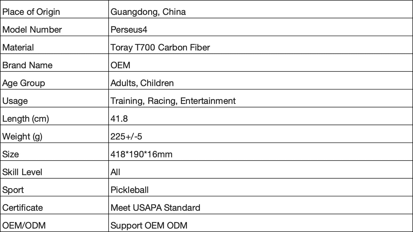 2025 Perseus4 Pro BEN JOHNS TFP Carbon Fiber Pickleball Paddle – 14/16mm Foam Core GEN4