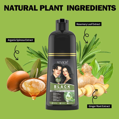 Rosemary Black Hair Dye Shampoo 500ml – DIY Herbal Gray-to-Black Coloring for Women & Men