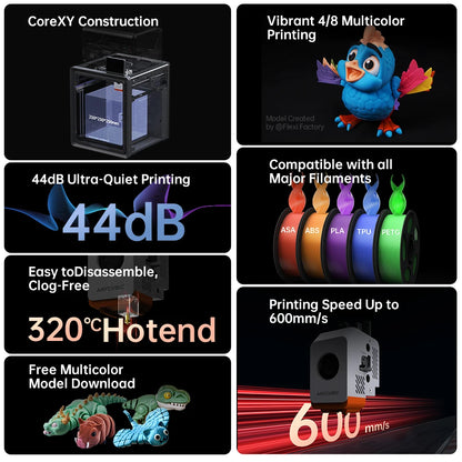 Anycubic Kobra S1 Combo Multi-Color 3D Printer – High Precision Core XY, Ultra-Quiet, Max Speed 600mm/s, Stable Structure