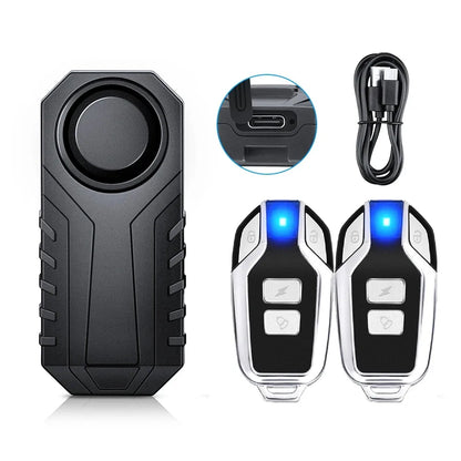 Wsdcam Vibration Bicycle Alarm – USB Rechargeable Anti-Theft Motorcycle Bike Alarm 113 dB Waterproof with Remote Control