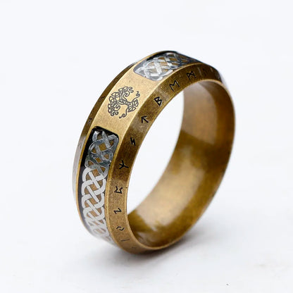 Stainless Steel Viking Rune Ring – Tree of Life & Celtic Knot Design, Vintage Nordic Jewelry for Men