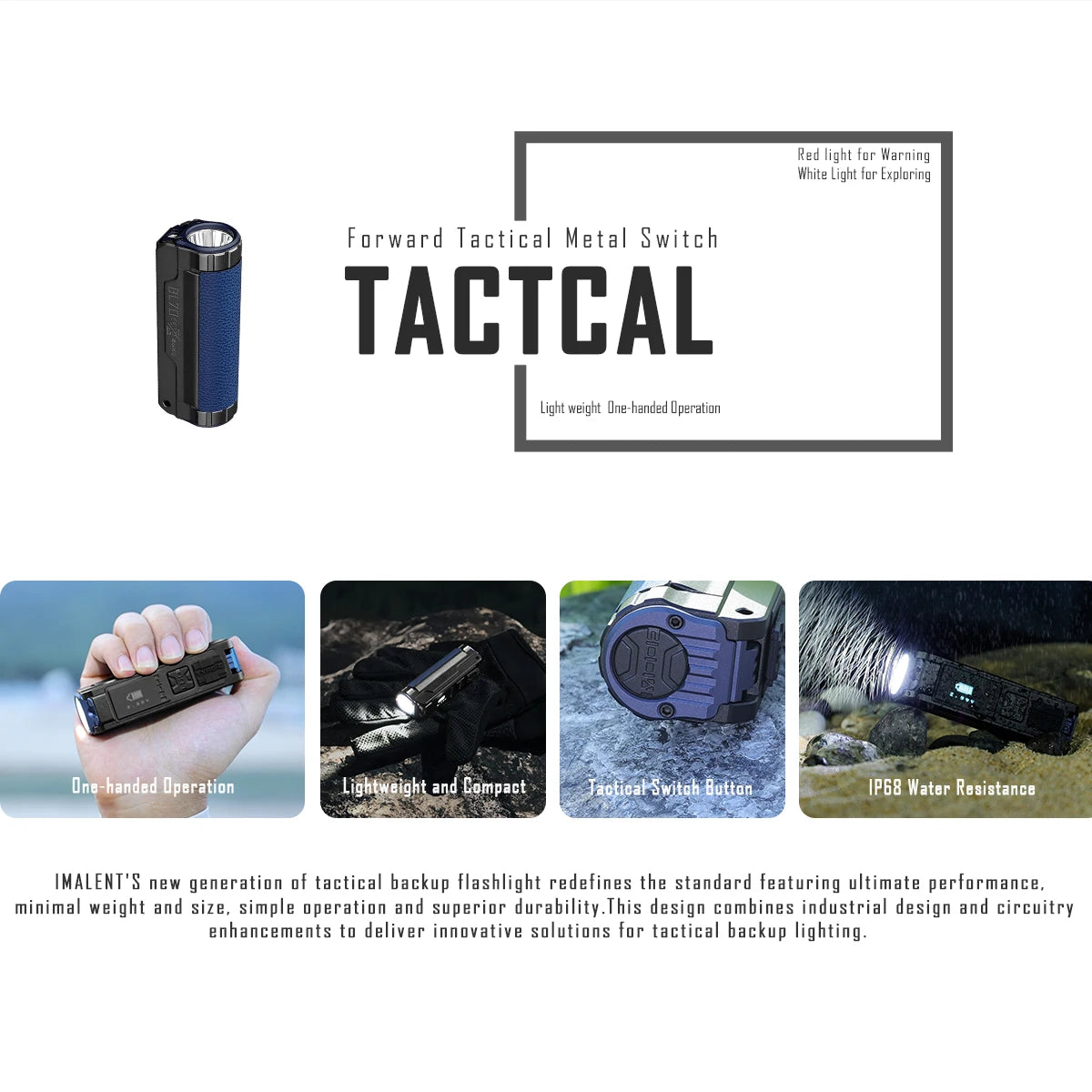 IMALENT BL70 EDC Flashlight – 6000 Lumens Cree XHP70 HI LED, Type-C Rechargeable Dual Light Source for Camping & Work