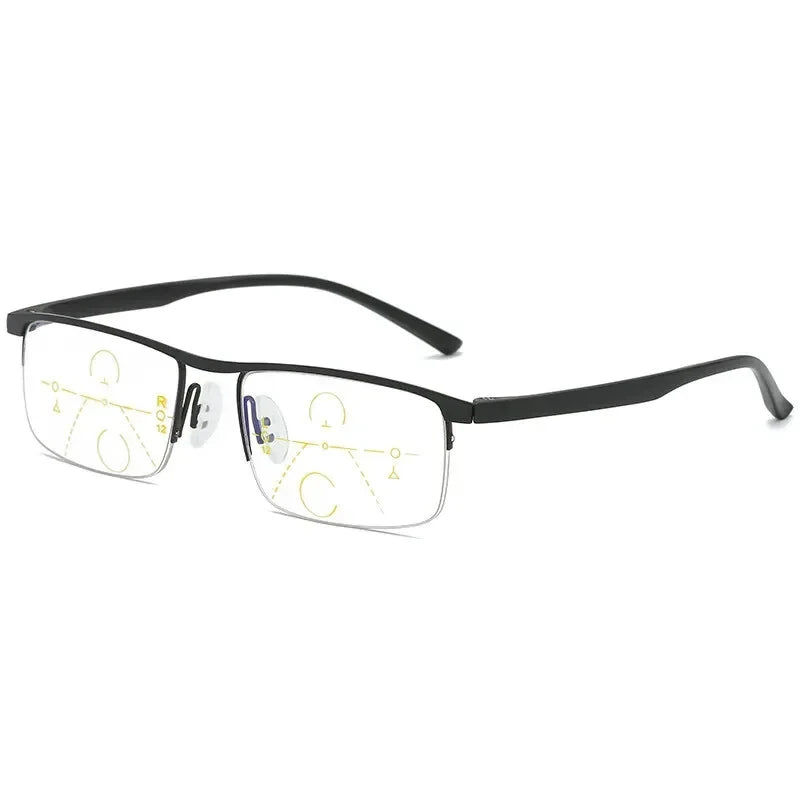 Progressive Multifocal Reading Glasses – Anti-Blue Light Half Frame Bifocal Eyewear for Men & Women +1.00 to +4.00