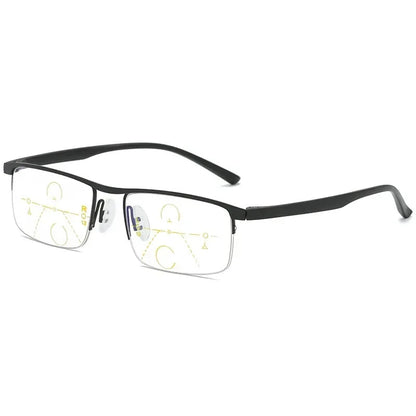 Progressive Multifocal Reading Glasses – Anti-Blue Light Half Frame Bifocal Eyewear for Men & Women +1.00 to +4.00