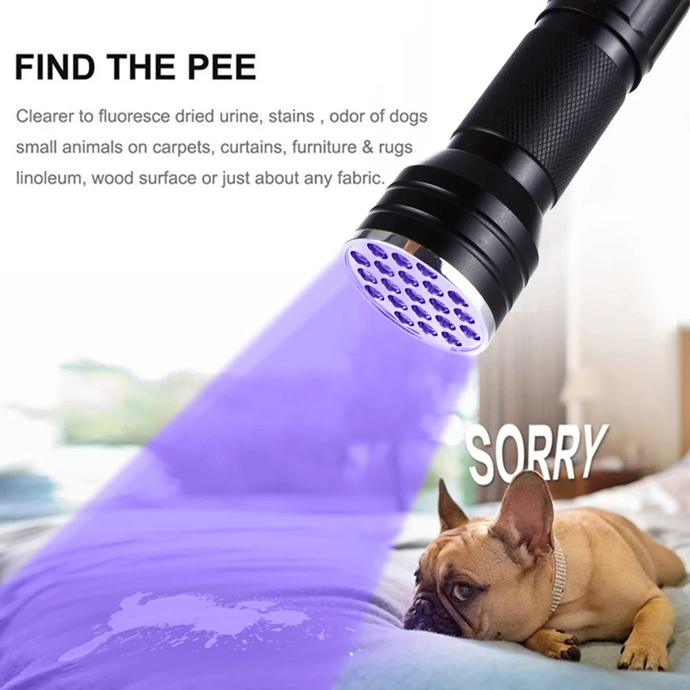 9/21LED UV Light 395nm Waterproof Flashlight – Portable Ultraviolet Torch for Nails, Black Light & Detection