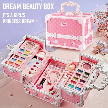49 Piece Kids Makeup Kit for Little Girls – Washable Real Princess Makeup Set with Cosmetic Case, Birthday Gift Play Set