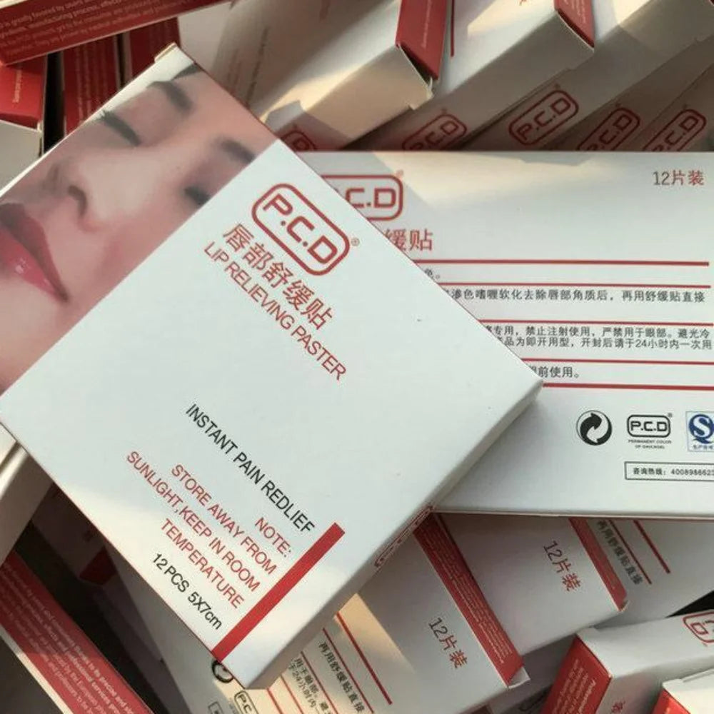 12PCS Eyebrow & Lip Paste Mask – Tattoo Makeup Accessories for Bleeding Relief, Color Fixing & Care