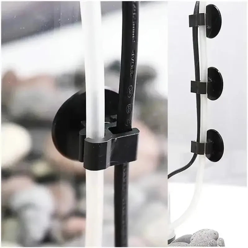 5PCS Aquarium Suction Cup Clips – Double-Headed Tube & Power Line Holders, Filter Wire Organizer for Oxygen Tubing