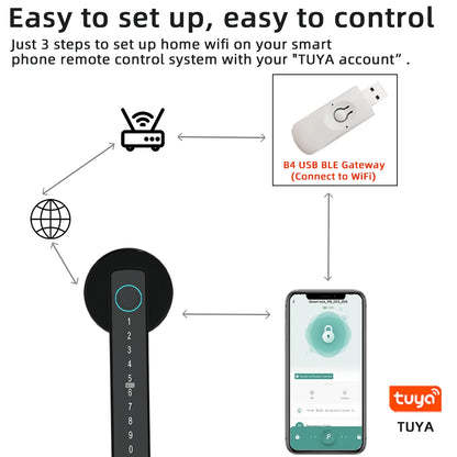 RAYKUBE Tuya BLE Fingerprint Digital Door Lock – Password, Key, IC Card & Smartlife App Unlock