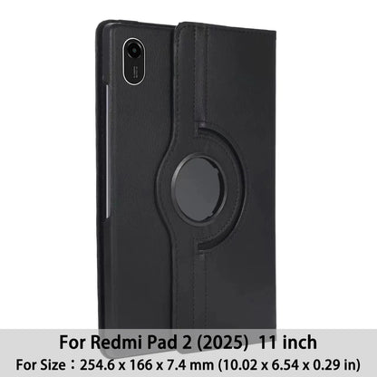 Redmi Pad 2 11″ 2025 Case — PU 360° Rotating Stand with Sleep/Wake Function Cover