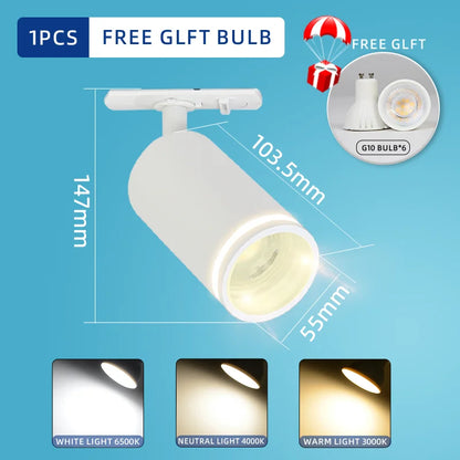 LED Track Light System – 85-265V COB Ceiling Lamp Set with Rails & Spots for Clothing Shops, Living Rooms & Stores