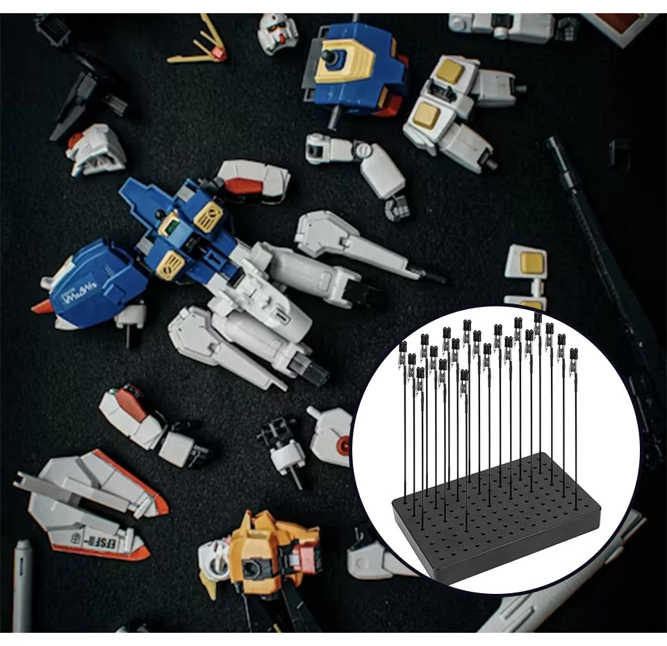 Model Painting Stand Base Holder with 20 Magnetic Alligator Clips & Flexible Sticks Set for Airbrush Crafting