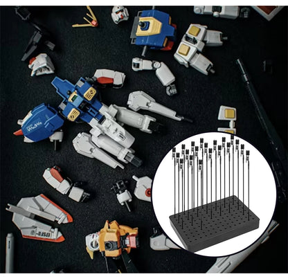 Model Painting Stand Base Holder with 20 Magnetic Alligator Clips & Flexible Sticks Set for Airbrush Crafting