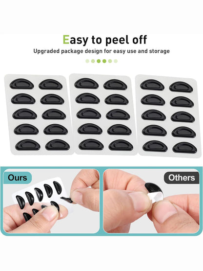 5 Pairs Anti-Slip Silicone Glasses Nose Pads - Soft Adhesive Nose Pads for Eyeglasses & Sunglasses (Black/White)