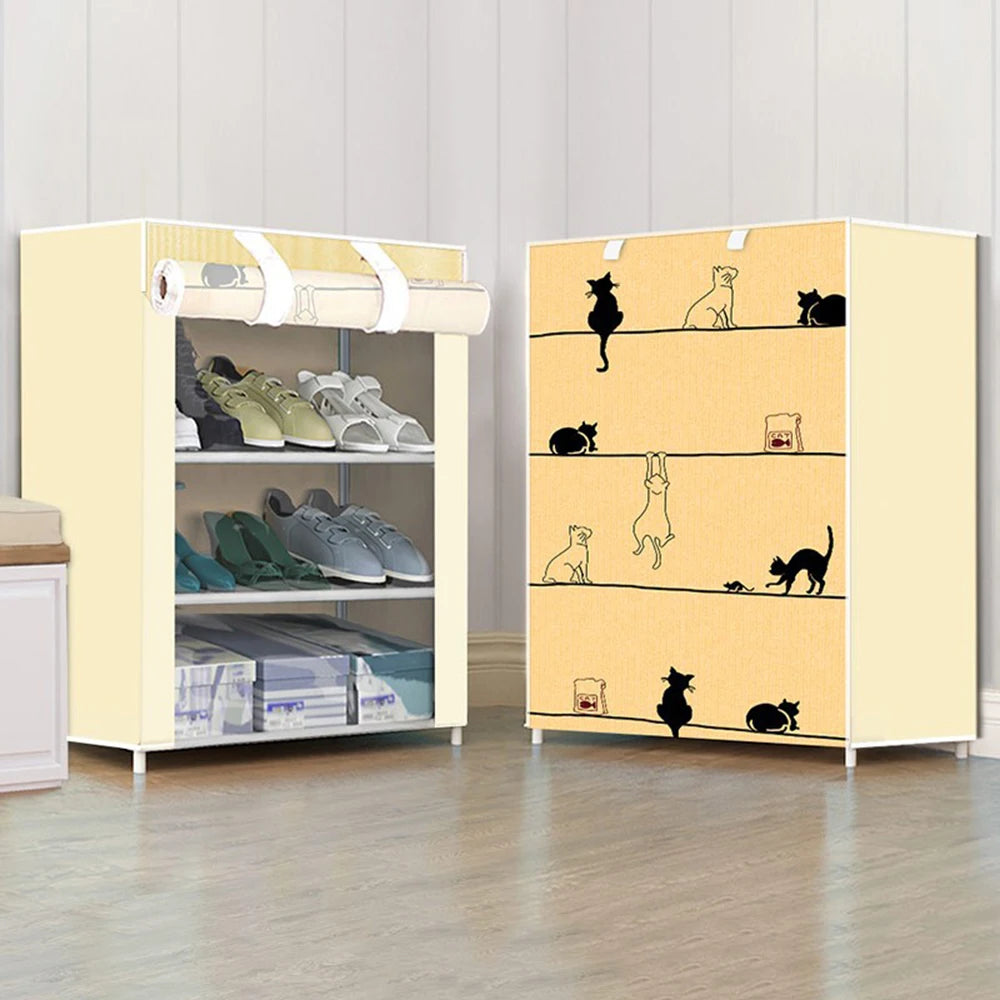 Dustproof Fabric Shoe Cabinet Organizer: Simple Multilayer Storage Rack for Shoes - Nonwoven Household Economical Shoe Rack Cabinet