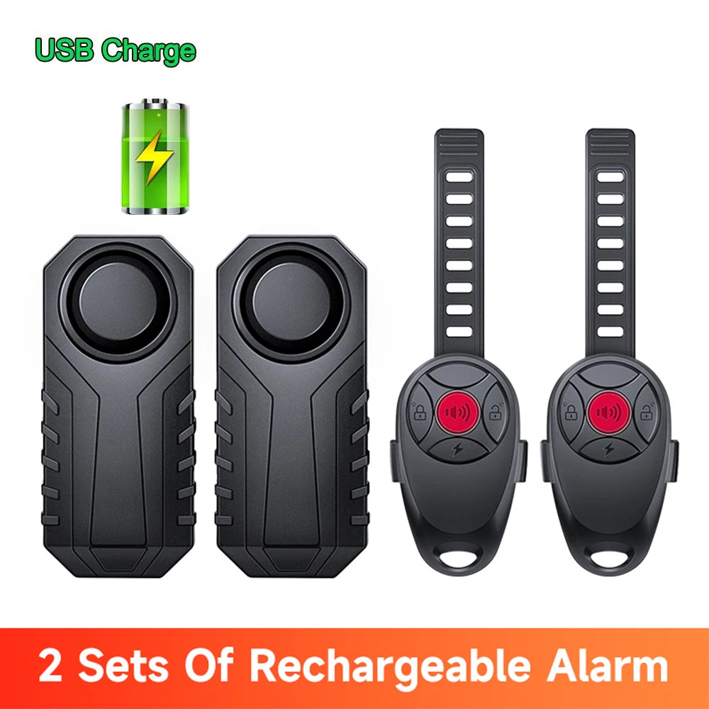 Wsdcam Vibration Bicycle Alarm – USB Rechargeable Anti-Theft Motorcycle Bike Alarm 113 dB Waterproof with Remote Control