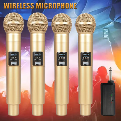 Gold 2.4GHz Wireless Handheld Microphone – Dynamic DJ Recording & Mixer Mic