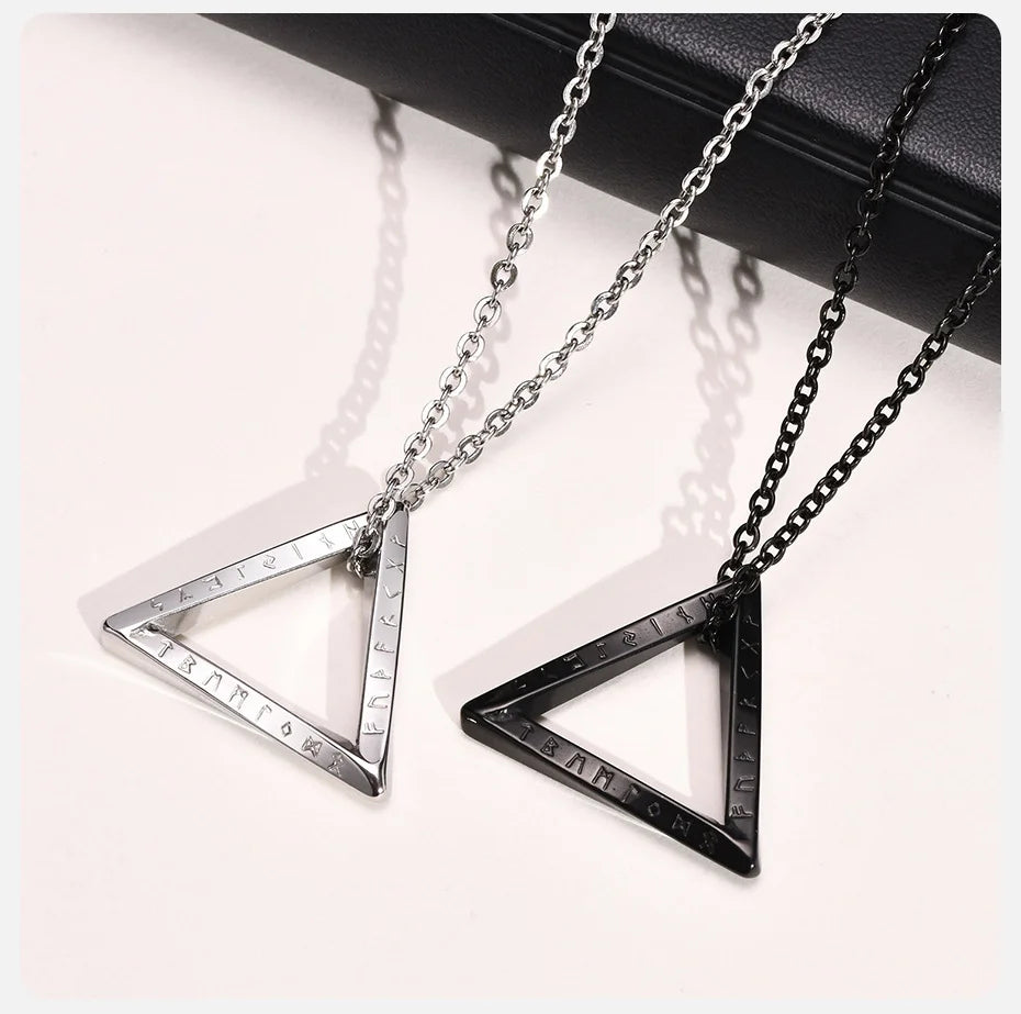 Vnox Norse Viking Pendant Necklace – Twisted Stainless Steel Mobius Triangle, Vegvisir & Valknut Geometric Charm