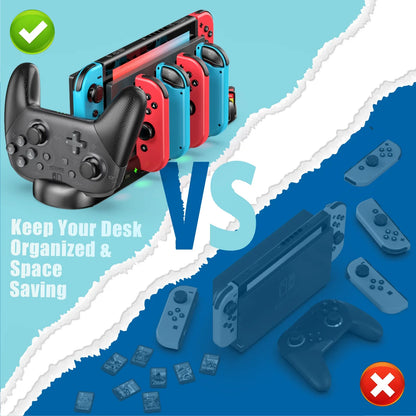 Switch Joy-Con & Pro Controller Fast Charging Dock — 8-Game Slot Station for Nintendo Switch OLED