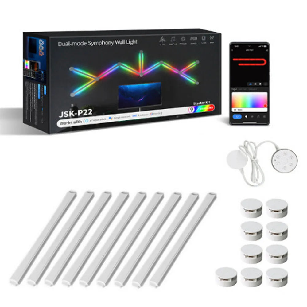 RGB Smart Wall Light - Splicing DIY Atmosphere Lamp, Voice-Controlled for Esports Room, Bedroom, & Bar Decoration