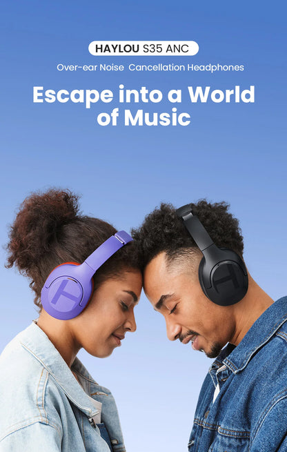 HAYLOU S35 ANC Wireless Headphones - Over-Ear Bluetooth 5.2, 42dB Active Noise Cancelling, 60-Hour Battery, 40mm Dynamic Driver