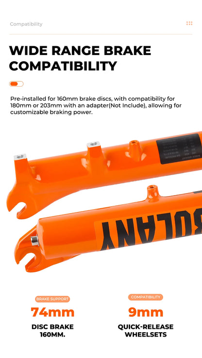 BOLANY Bike Air Fork – 27.5/29inch, 120mm Travel, Lightweight Magnesium Alloy Oil Air Suspension with Quick Release