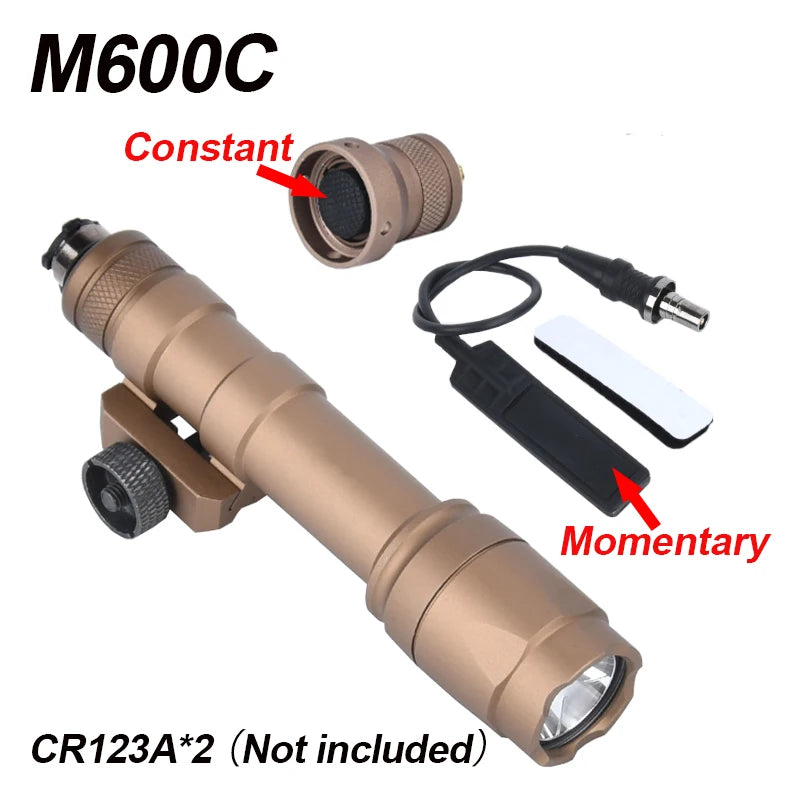 WADSN Airsoft M600C/M600/M300 Tactical Scout Light – AR15 Rifle LED Flashlight, Hunting Spotlight, 20mm Rail Mount