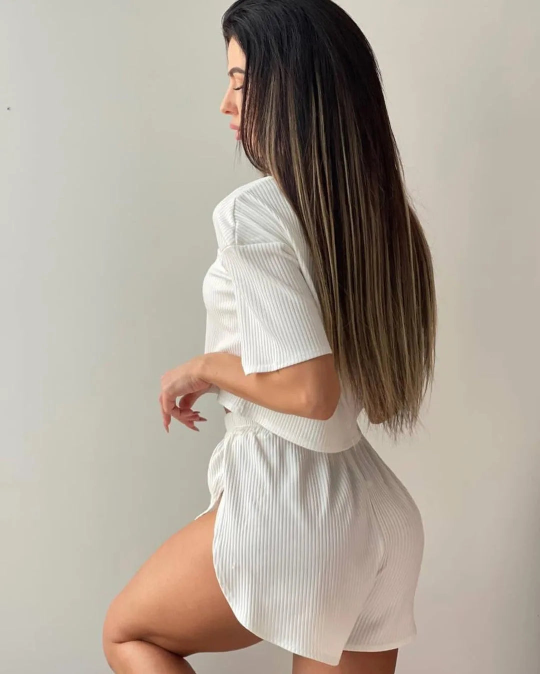 Women's Two-Piece Pajamas Set – Comfortable Sexy Short Sleeve Top and Shorts Homewear