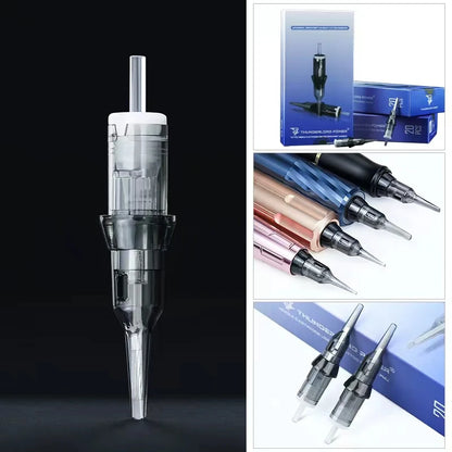 20pcs Gray Tattoo Cartridge Needles – Disposable Sterile Membrane System for Permanent Makeup Machines & Grips