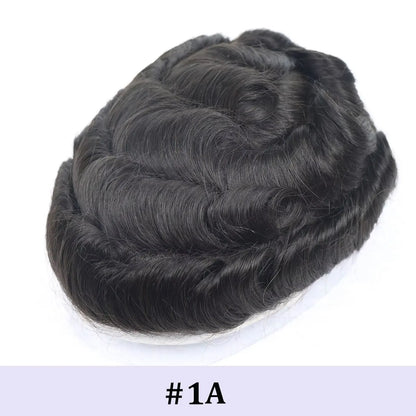 0.08mm Full Skin PU Toupee for Men – V Loop Human Hair Wig in Brown (#22) & Black (#1B) – Hair Replacement Unit