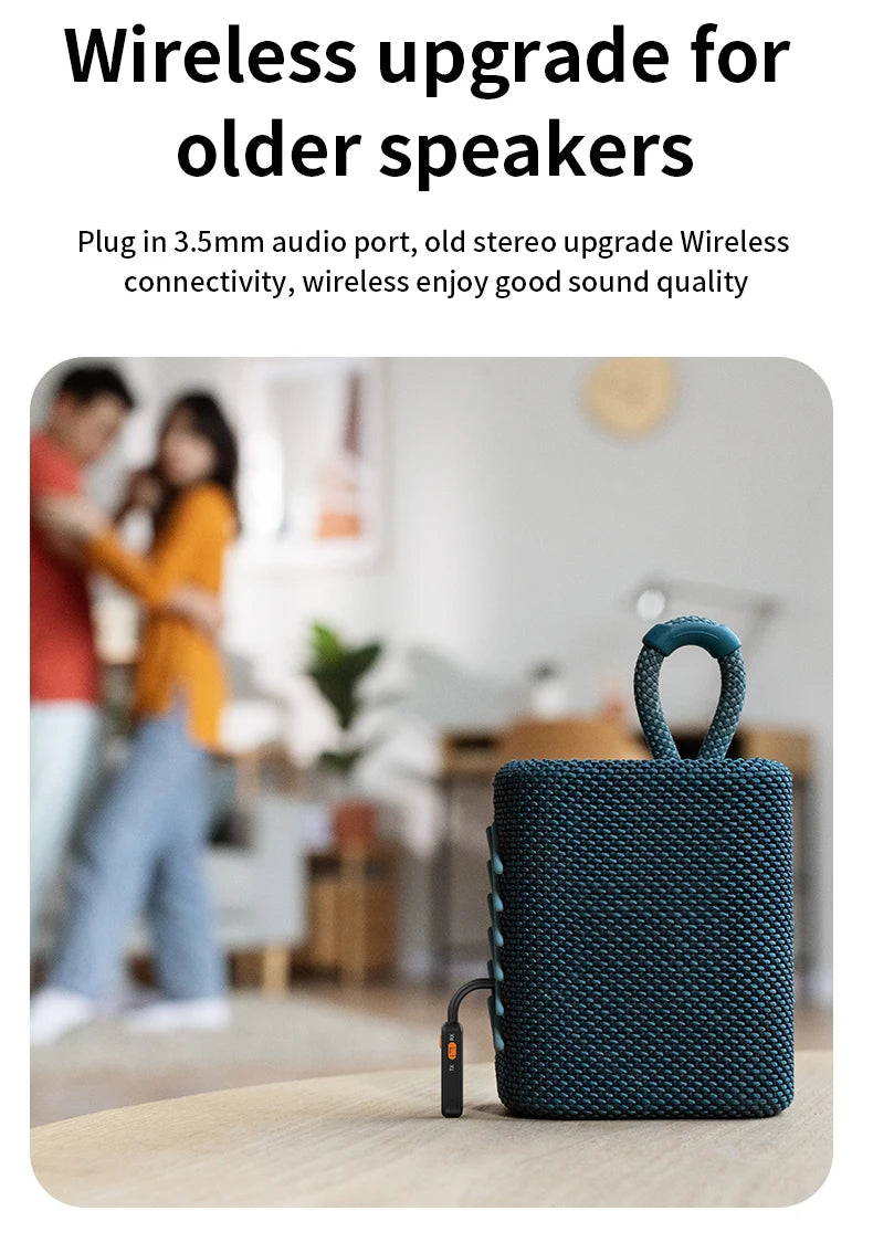 Bluetooth 5.4 Audio Transmitter Receiver – 3.5mm AUX HiFi Stereo Wireless Adapter with Mic for Car, Airplane, TV, PC & Headphones