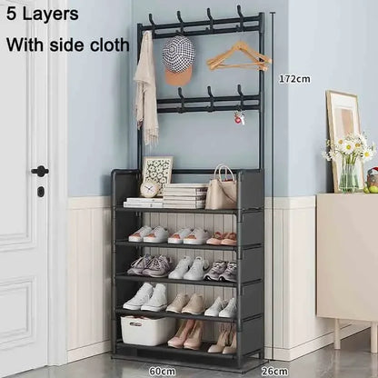 Multi-Layer Shoe and Hat Rack - Multifunctional Floor Standing Storage for Shoes, Sneakers, and Coats, Dormitory Organizer Cabinet
