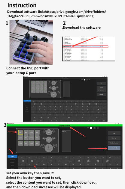 Bluetooth 12-Key RGB Macro Keyboard — 3 Knob Mechanical Hotswap Keypad for Photoshop & Gaming