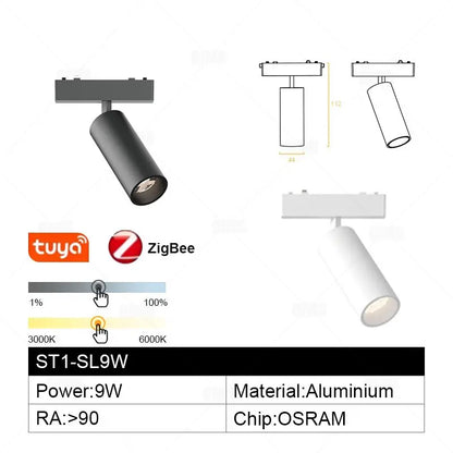 Smart Home Tuya Dimming 6mm Ultra-Thin Ceiling Mount Magnetic Track Light, 48V Slim Surface Mounted Linear Light