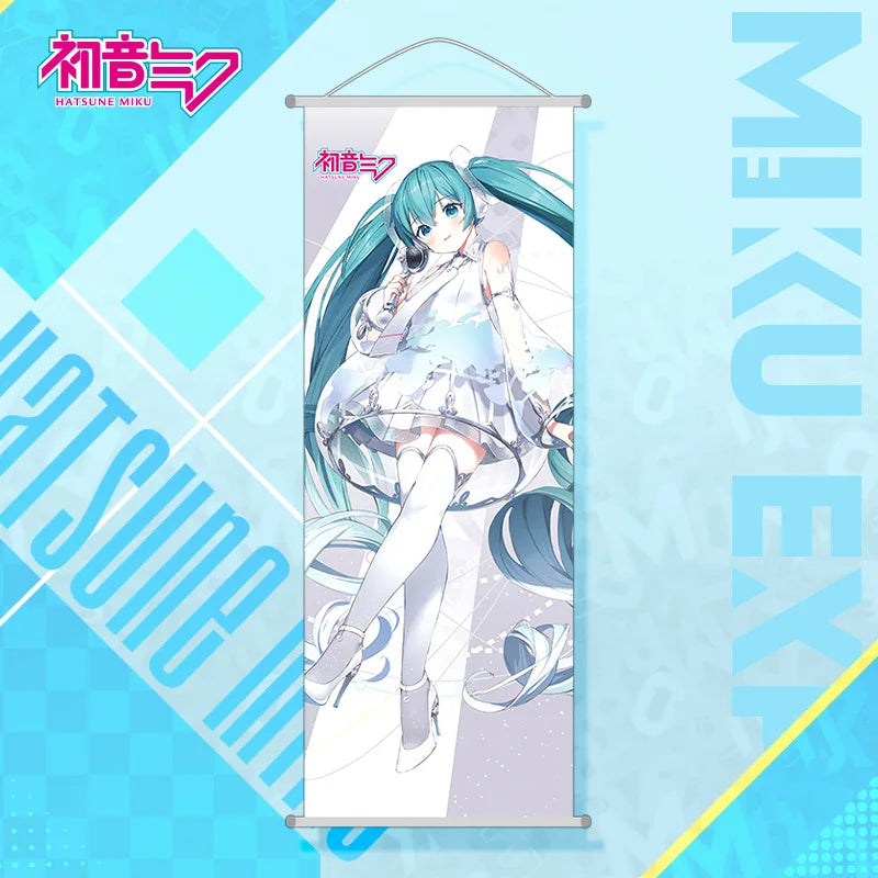 Bandai Hatsune Miku 2D Peach Skin Scroll Poster — Anime Wall Hanging Painting, Peripheral Decoration 25×70cm