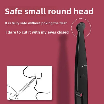 Black Stainless Steel Nose Hair Scissors – Safe Rounded Tip, Unisex Trimmer