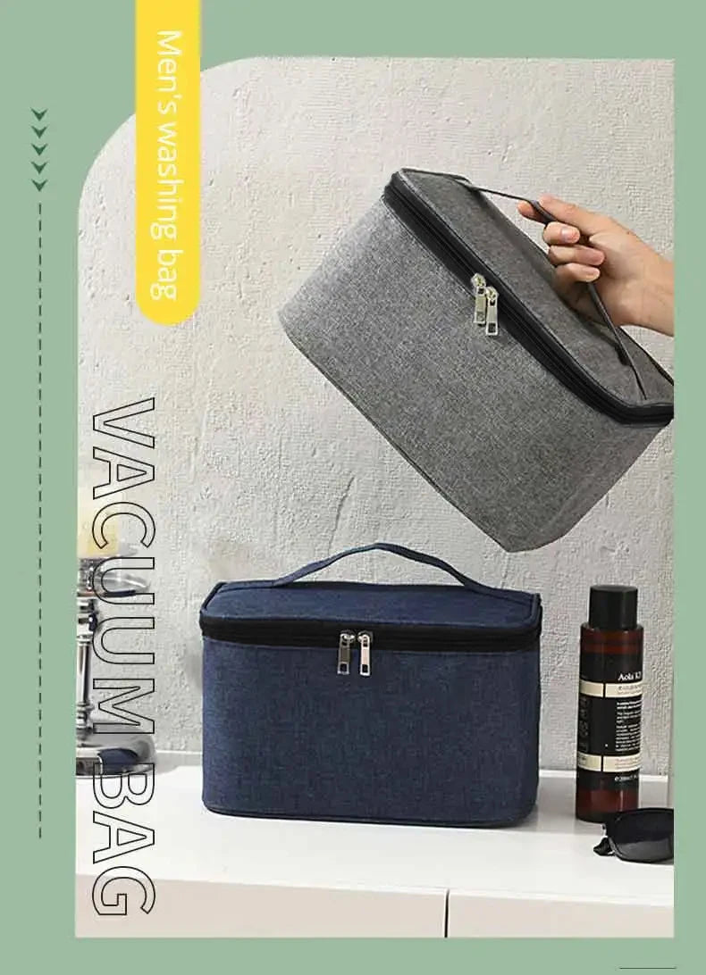 Men’s Business Travel Toiletry Bag – Double-Layer Large Capacity Cosmetic & Storage Handbag, Oxford Cloth