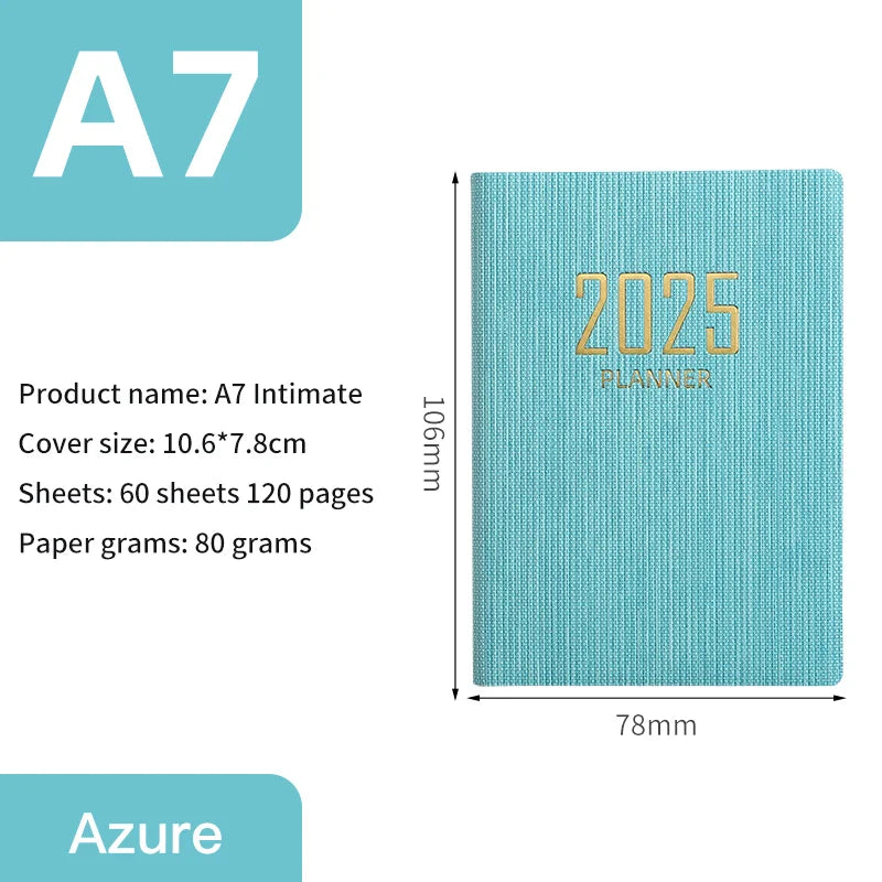 2025 A7 Pocket Planner – 365 Day PU Cover Notebook, Daily & Weekly Calendar, Office & School Agenda