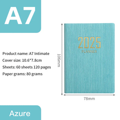 2025 A7 Pocket Planner – 365 Day PU Cover Notebook, Daily & Weekly Calendar, Office & School Agenda