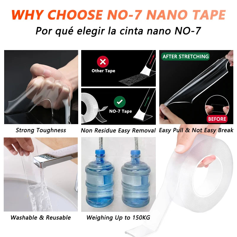 Double-Sided Nano Tape – Extra Strong, Waterproof, and Transparent Adhesive for Home Use