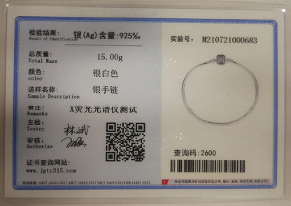 New 925 Sterling Silver Snake Chain Charm Bracelet – Fits Original 925 Pendant Charms & Beads, Heart Bracelet Jewelry for Women