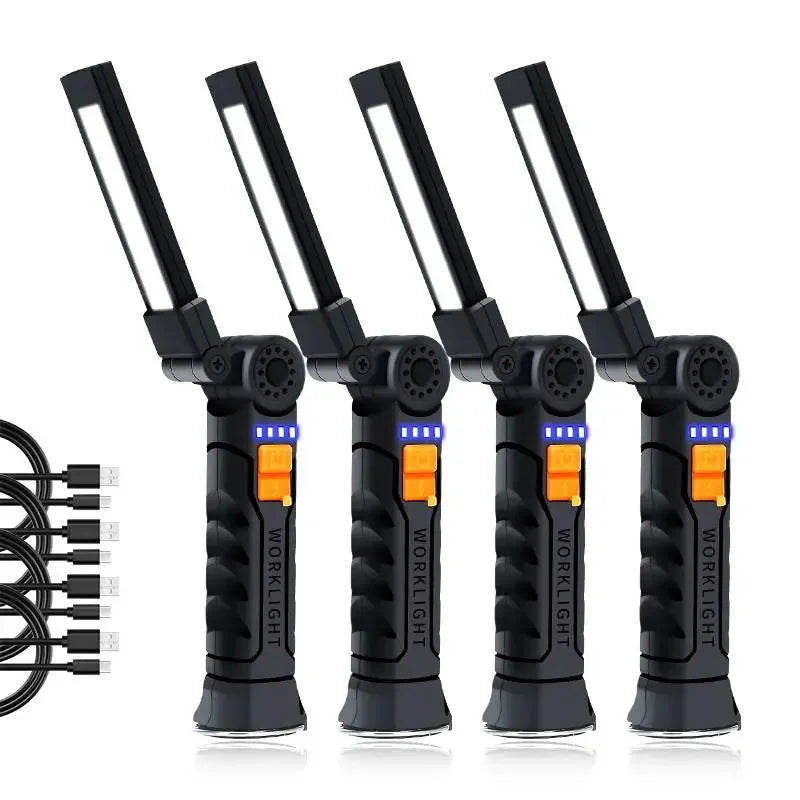 USB Rechargeable LED Flashlight – Built-in Battery Torch with Magnetic Base, 5 Modes for Home & Outdoor Camping