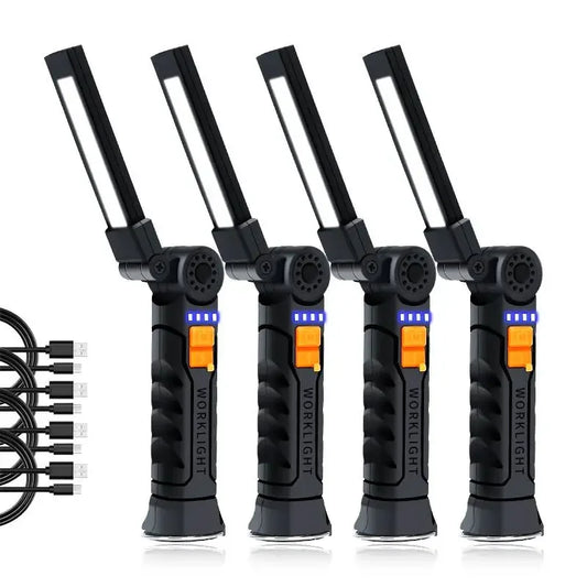 USB Rechargeable LED Flashlight – Built-in Battery Torch with Magnetic Base, 5 Modes for Home & Outdoor Camping